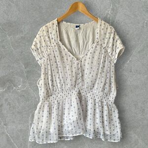 Old Navy White and Blue Patterned Blouse